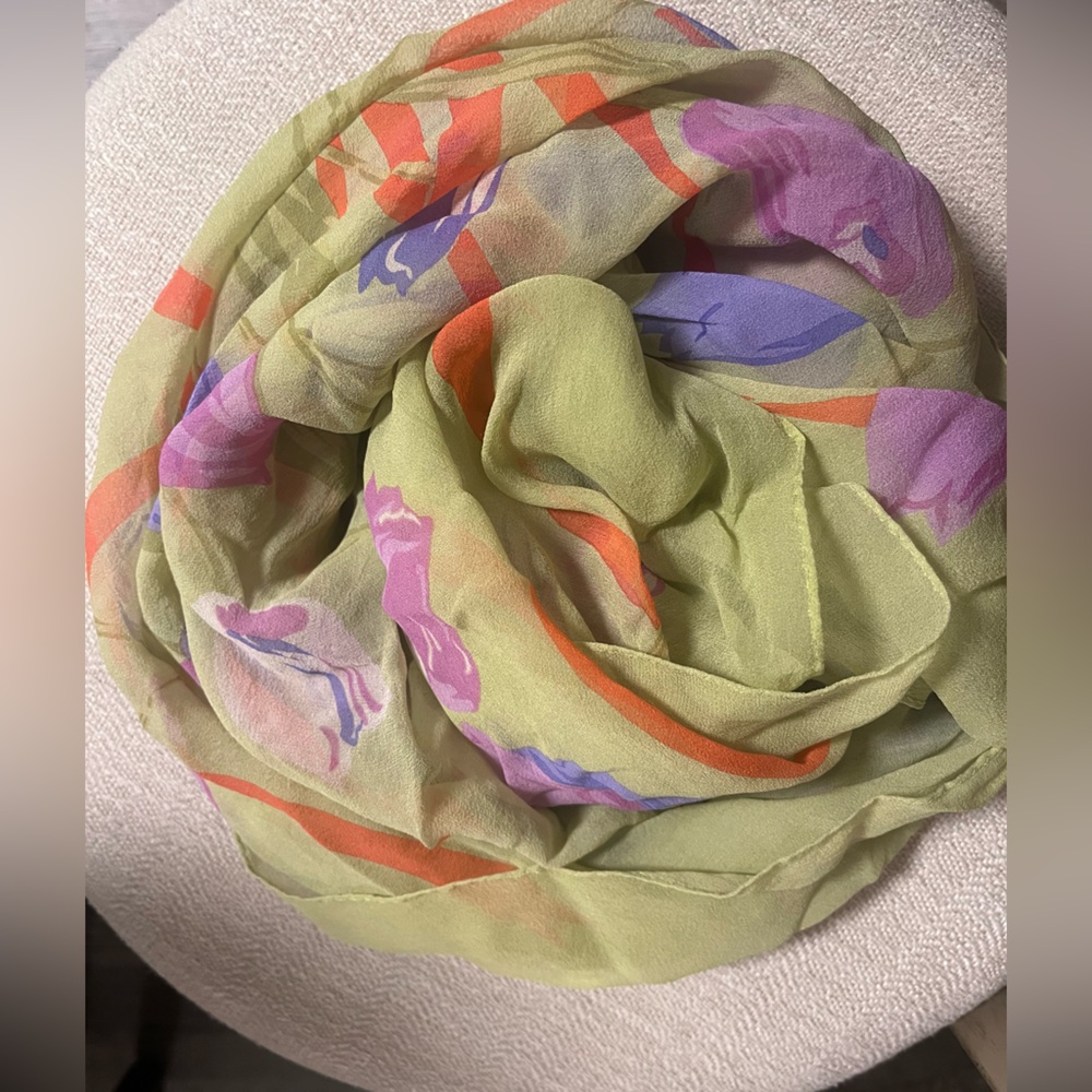Rue de Clery Floral Green Scarf
